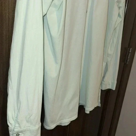 Eileen Fisher Long Sleeve Blouse Light Mint Green Womens Med 100% Cotton EUC - Picture 6 of 11